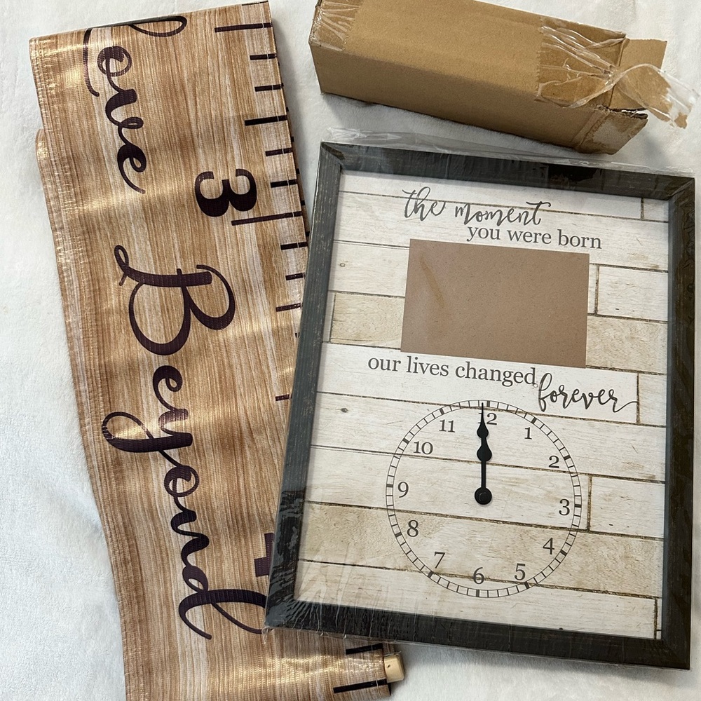 Picture frame and growth chart.